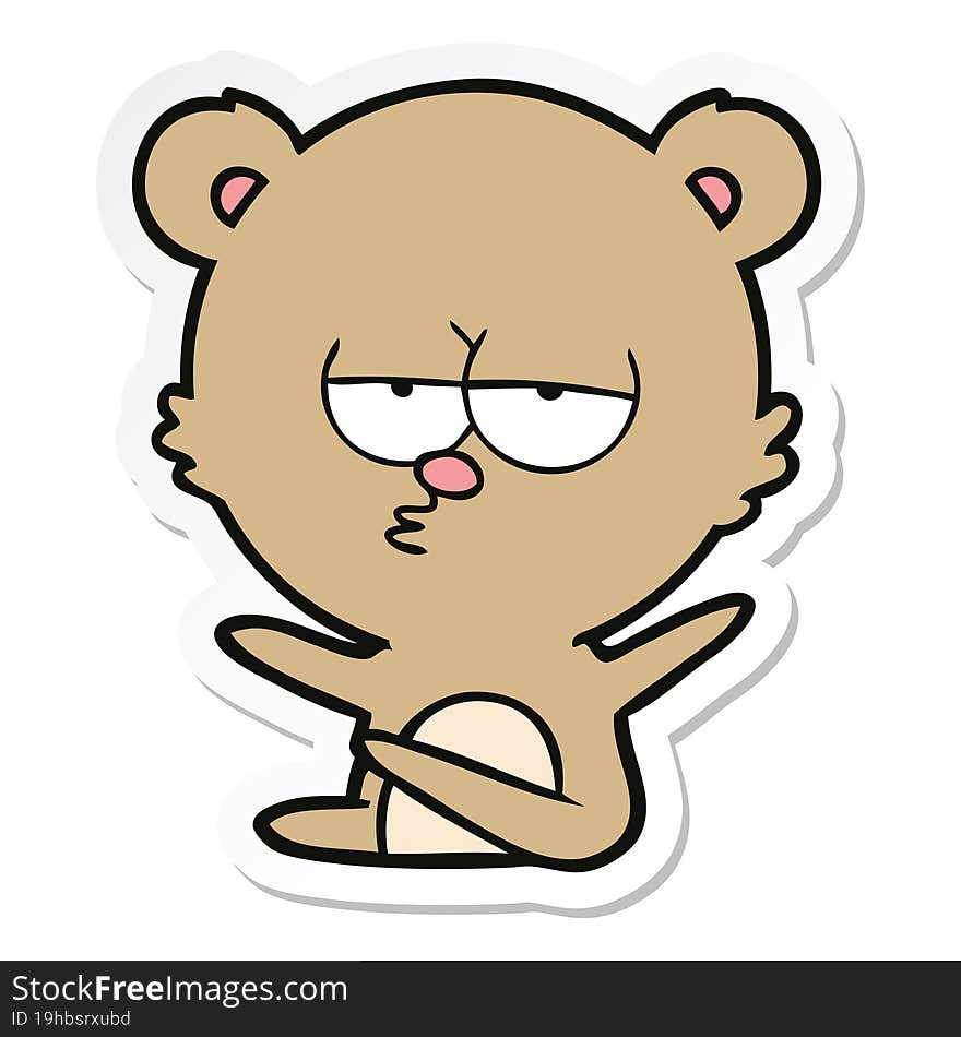 Sticker Of A Bored Bear Cartoon