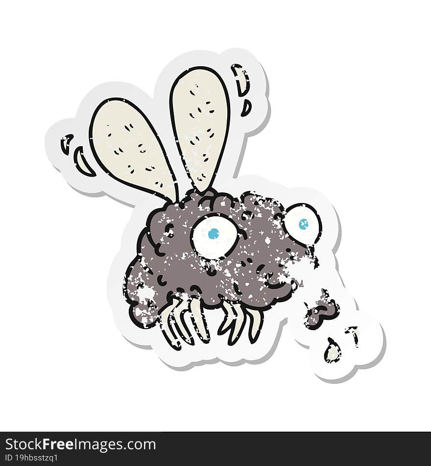 retro distressed sticker of a cartoon fly