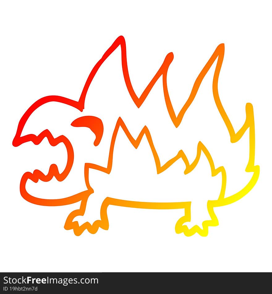 Warm Gradient Line Drawing Cartoon Fire Demon