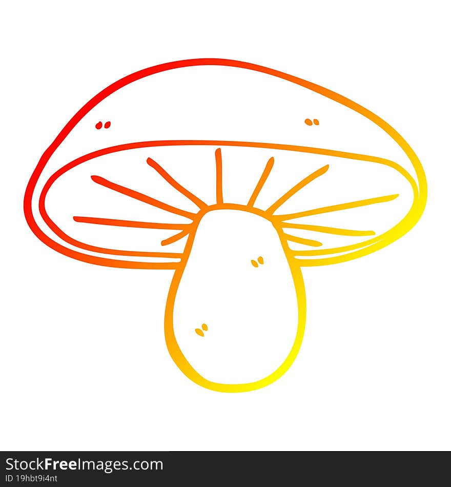 warm gradient line drawing of a cartoon mushroom