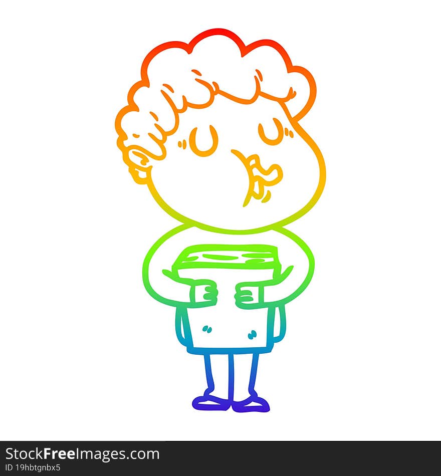 Rainbow Gradient Line Drawing Cartoon Man Singing