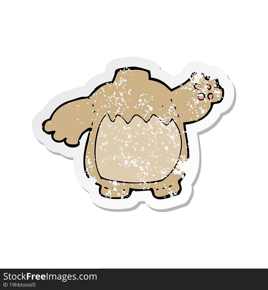 retro distressed sticker of a cartoon teddy bear body