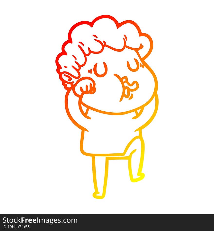 warm gradient line drawing cartoon man singing