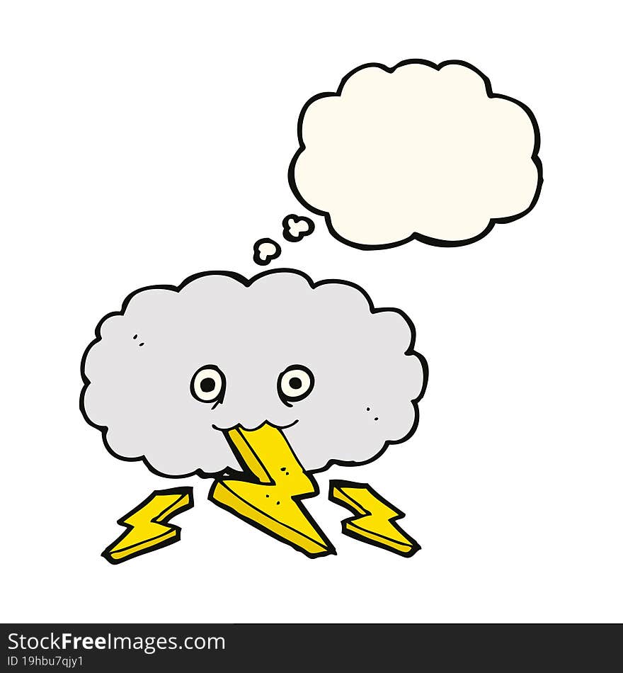 cartoon thundercloud with thought bubble