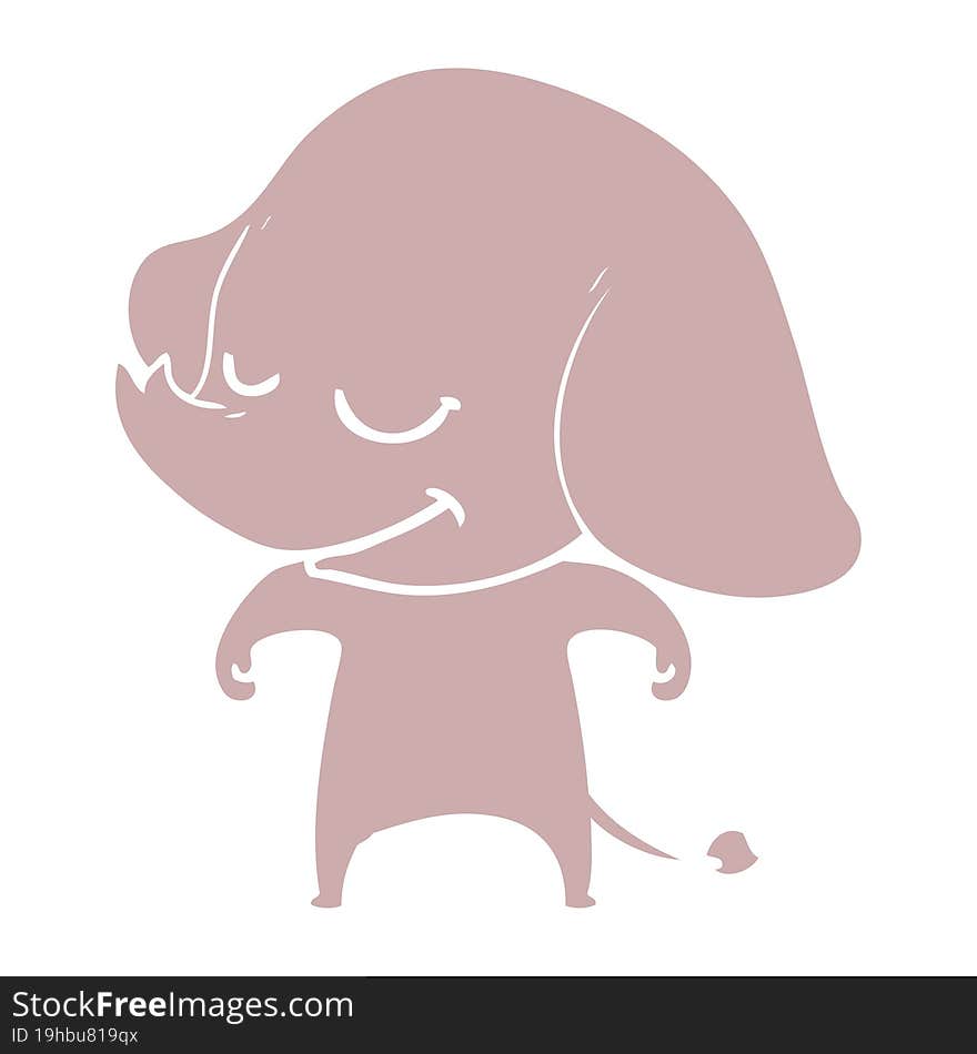 flat color style cartoon smiling elephant