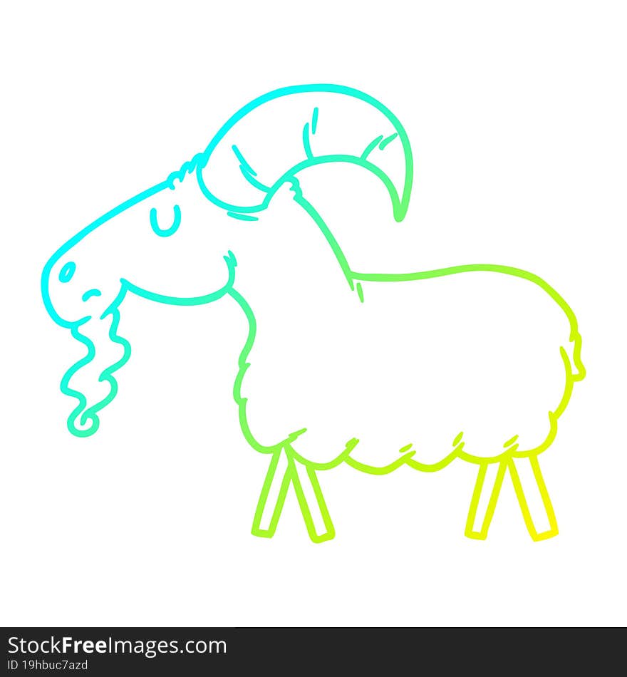 cold gradient line drawing of a cartoon goat