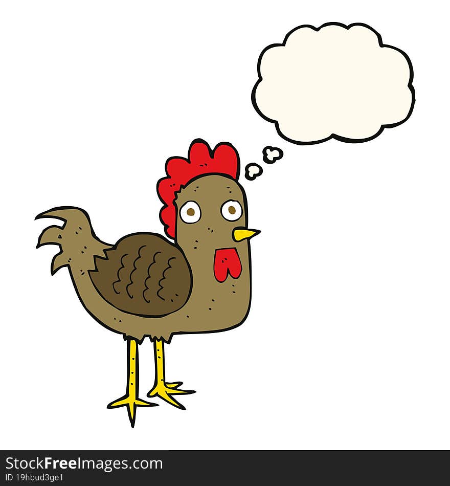 cartoon chicken with thought bubble