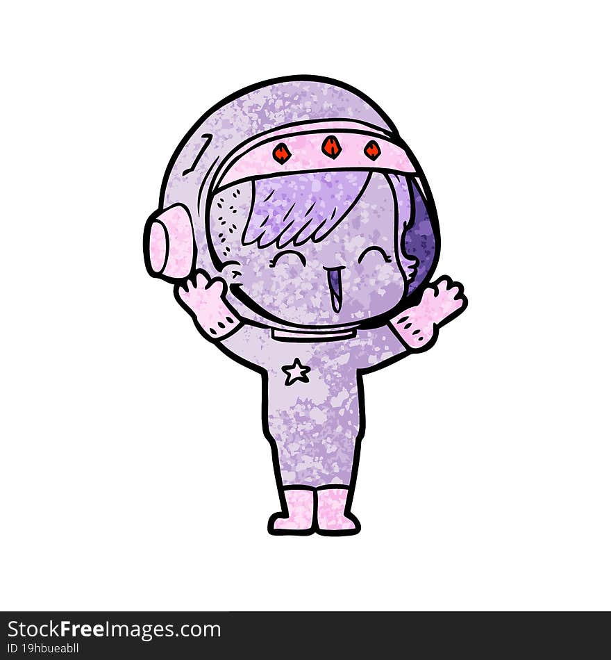 cartoon laughing astronaut girl. cartoon laughing astronaut girl