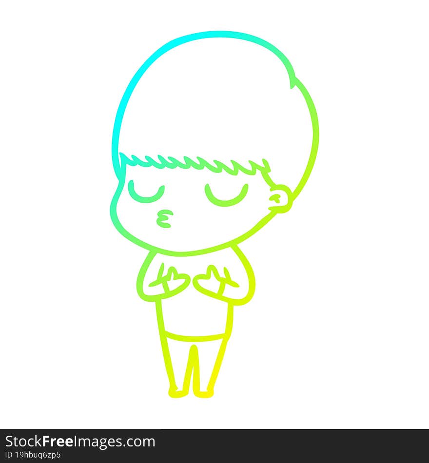 cold gradient line drawing cartoon calm boy