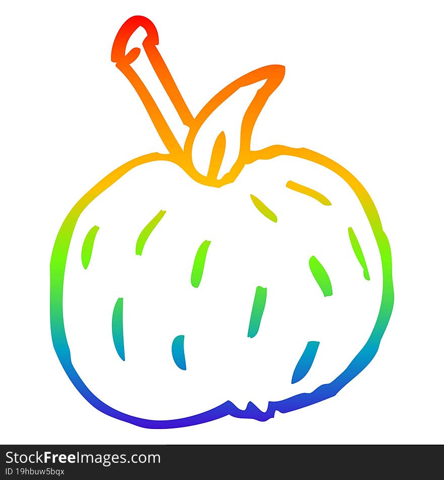 rainbow gradient line drawing cartoon tomato