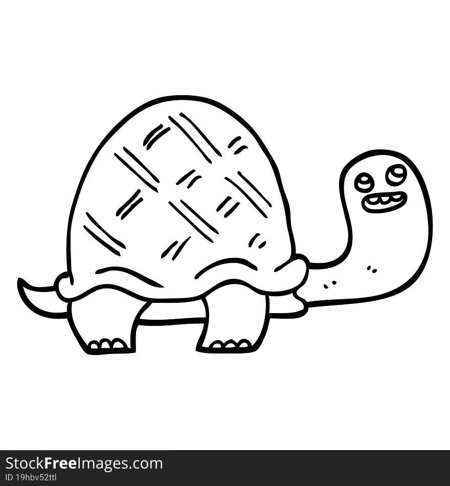 Black And White Cartoon Happy Turtle