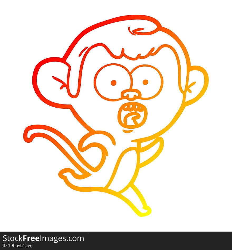 warm gradient line drawing cartoon shocked monkey