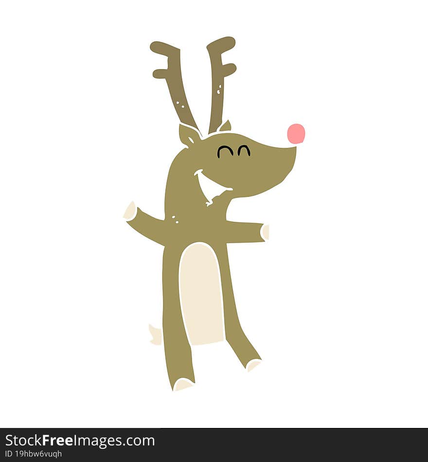 flat color illustration of a cartoon reindeer