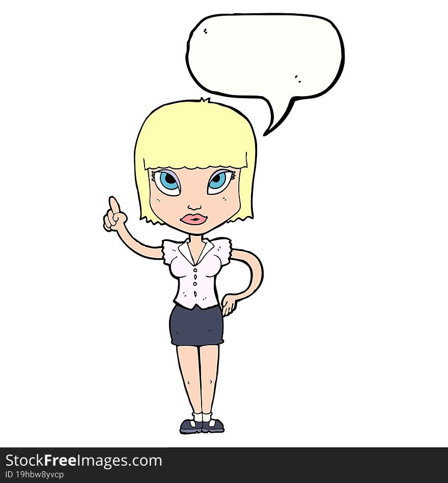 cartoon pretty girl with idea with speech bubble