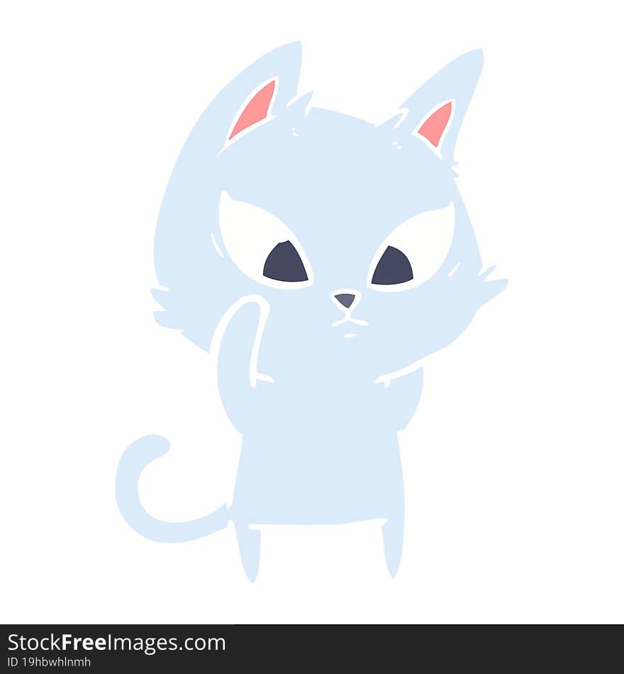 confused flat color style cartoon cat