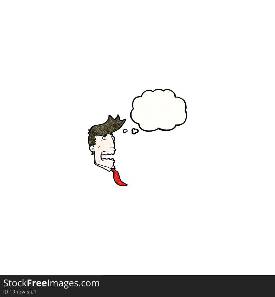 cartoon businessman\'s head with thought bubble