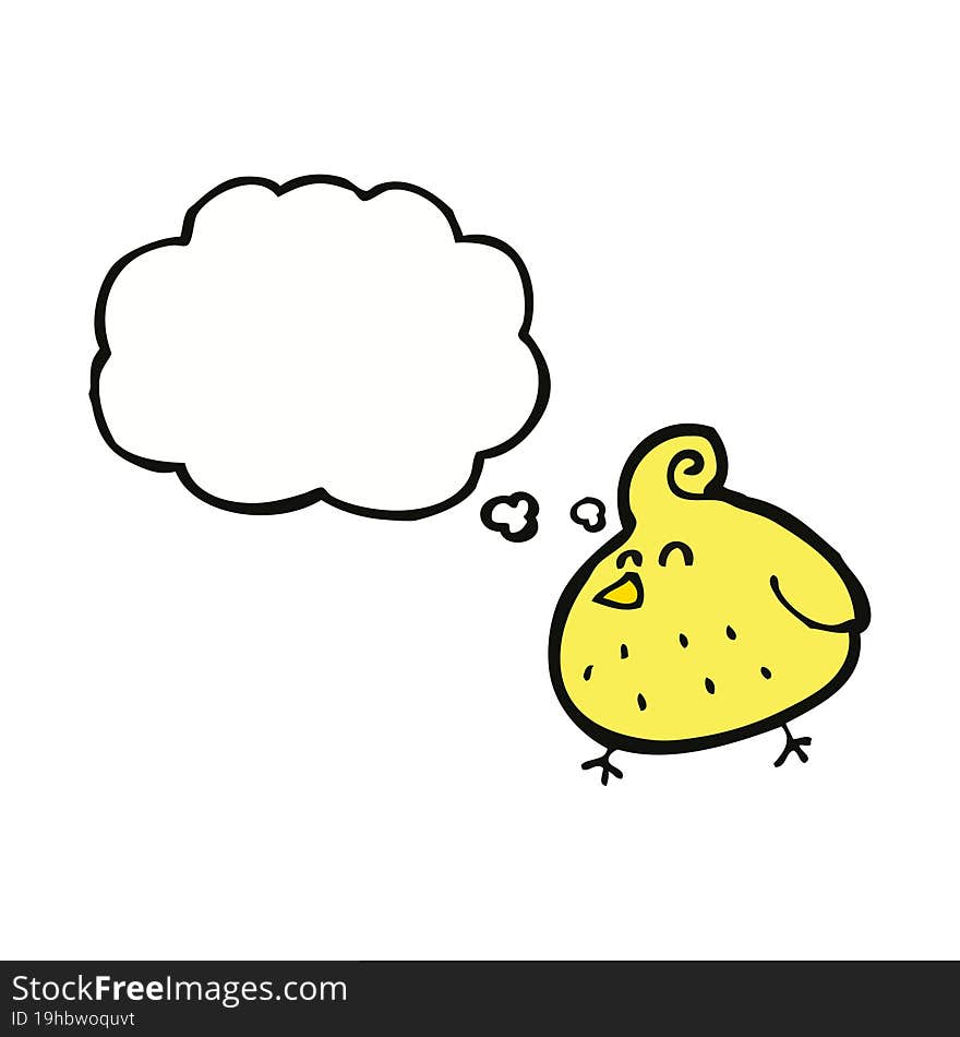 cartoon bird with thought bubble