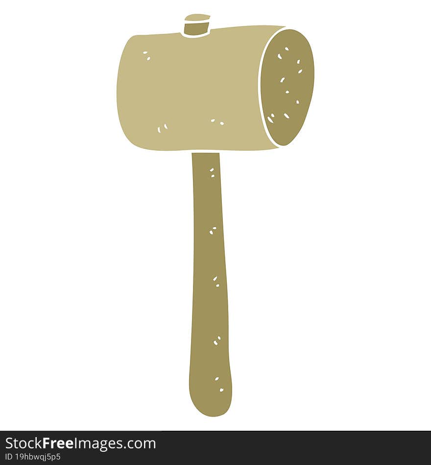 flat color illustration of a cartoon wooden mallet