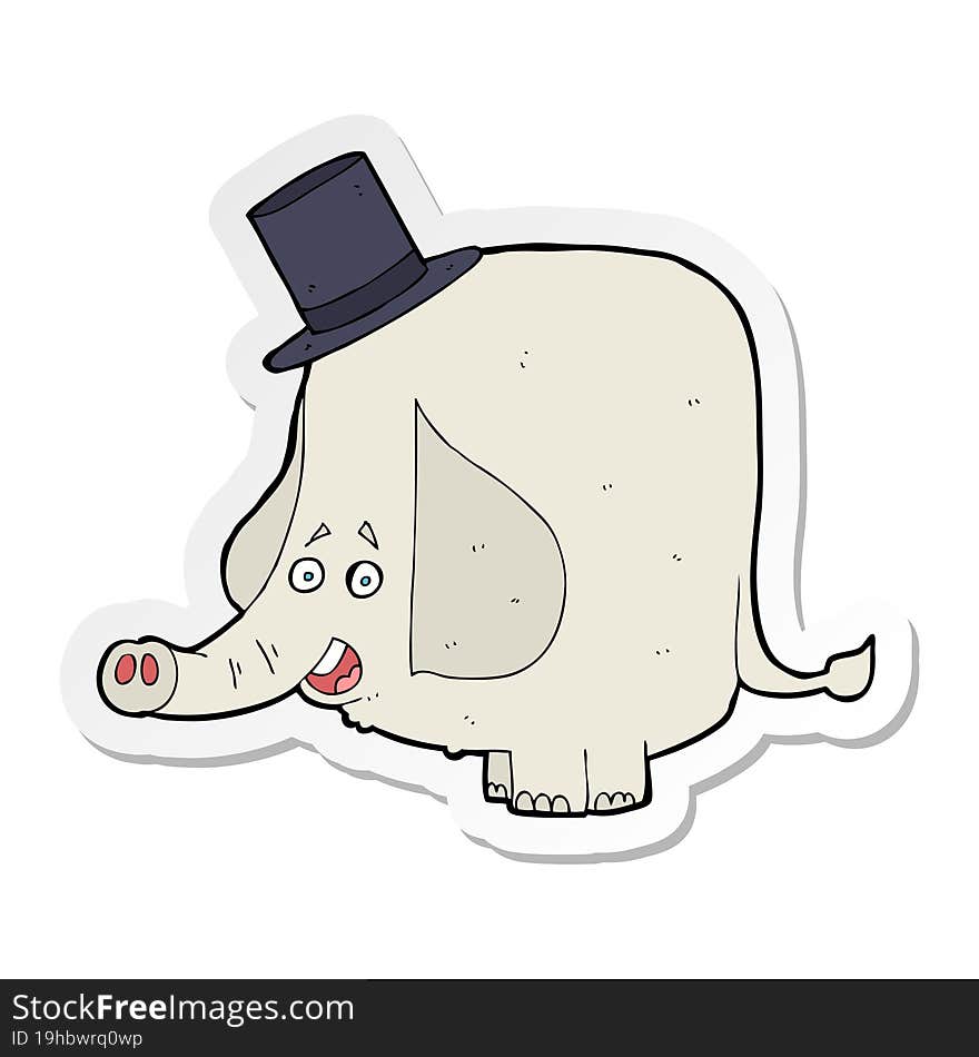 sticker of a cartoon elephant in top hat