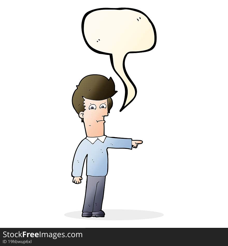 Cartoon Man Pointing With Speech Bubble