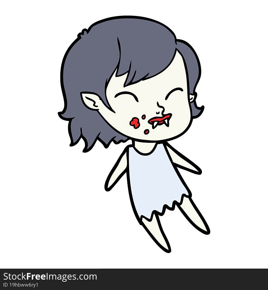 cartoon vampire girl with blood on cheek. cartoon vampire girl with blood on cheek