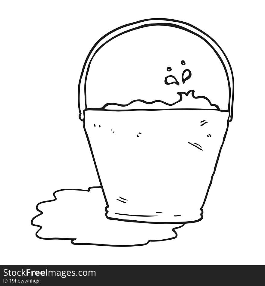 Black And White Cartoon Bucket Of Water