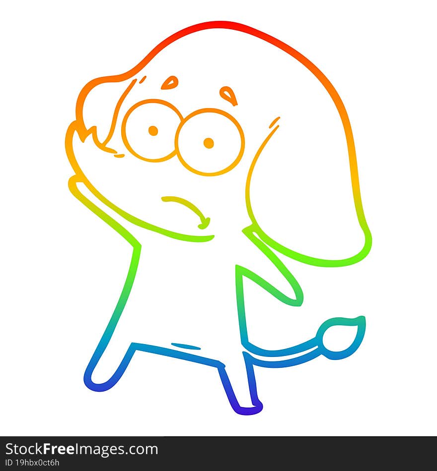 rainbow gradient line drawing cartoon unsure elephant