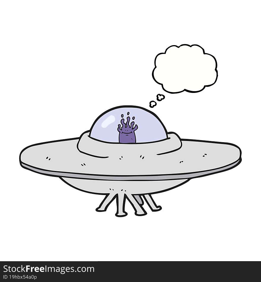 freehand drawn thought bubble cartoon flying saucer