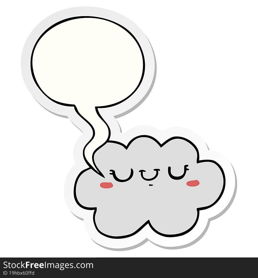 Cute Cartoon Cloud And Speech Bubble Sticker