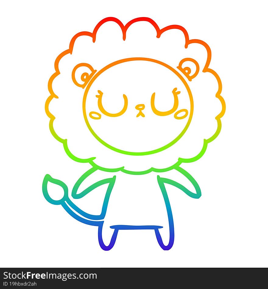 rainbow gradient line drawing of a cartoon lion