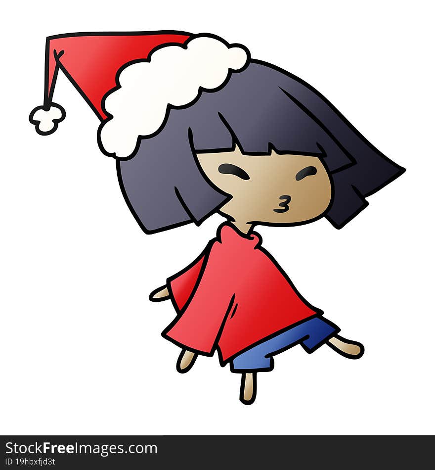 christmas gradient cartoon of kawaii girl