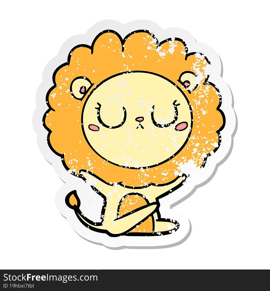 distressed sticker of a cartoon lion