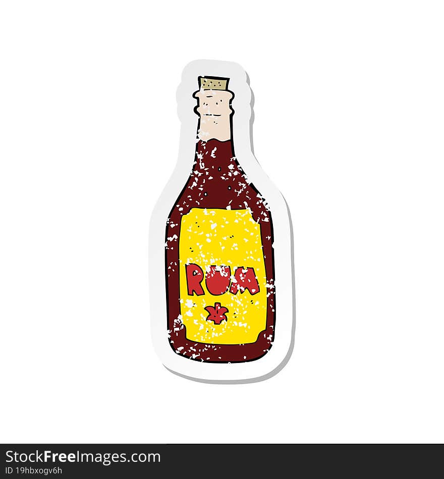 retro distressed sticker of a cartoon rum bottle