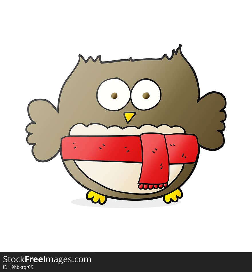 cartoon owl wearing scarf