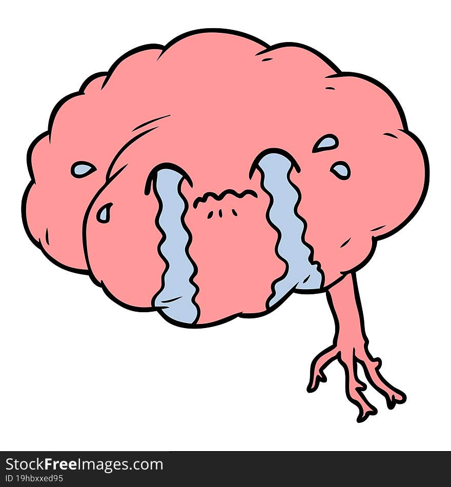 cartoon brain with headache. cartoon brain with headache