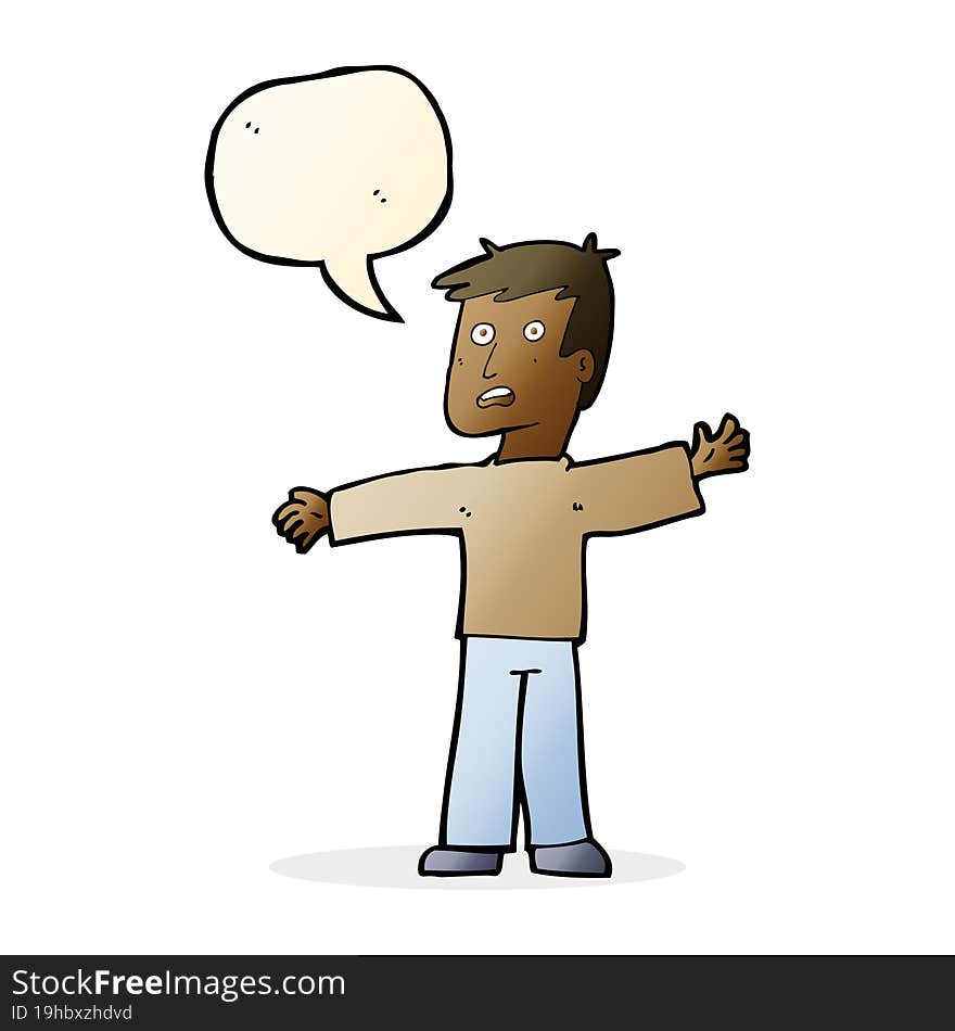 cartoon surprised man with speech bubble