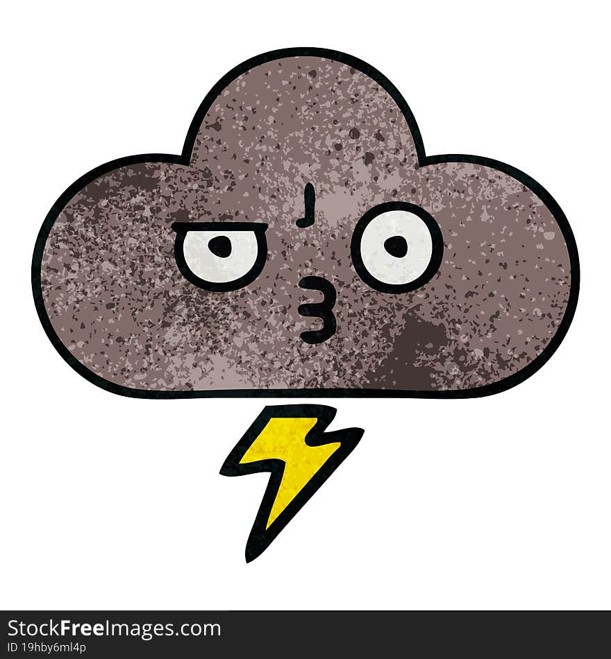 Retro Grunge Texture Cartoon Storm Cloud