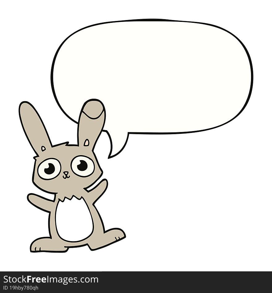 cute cartoon rabbit and speech bubble