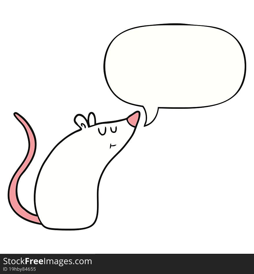 cartoon white mouse and speech bubble