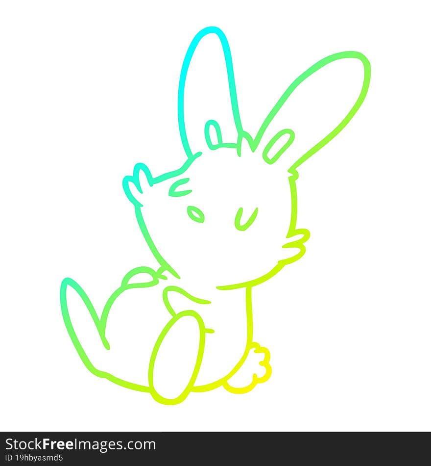 cold gradient line drawing of a cute rabbit sleeping