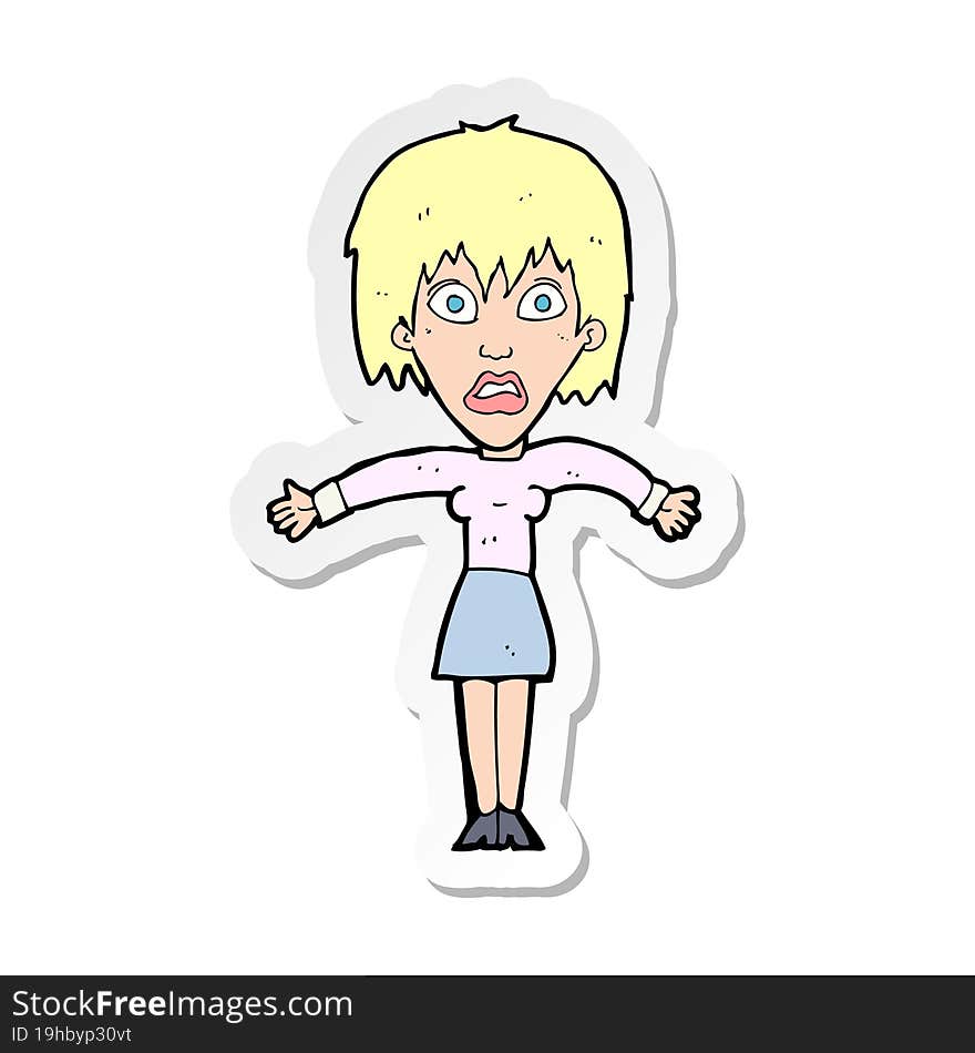 sticker of a cartoon shocked woman