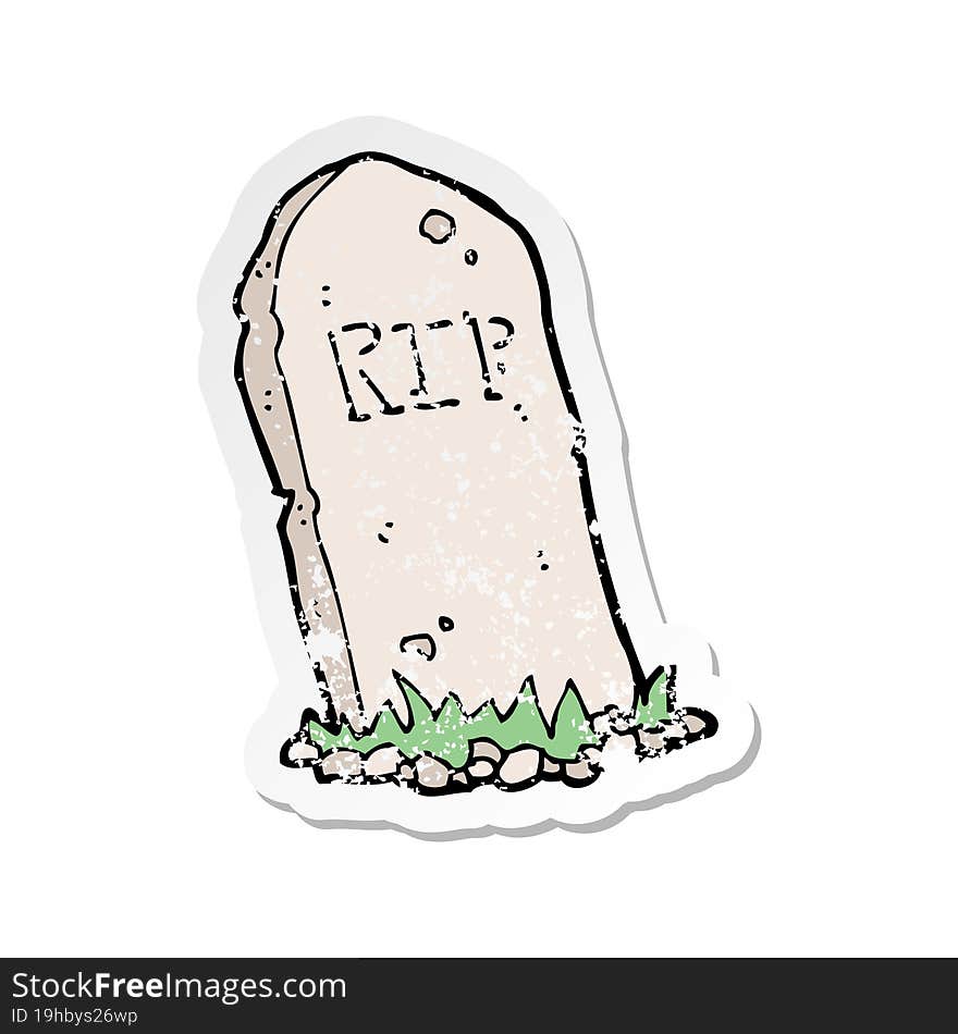 Retro Distressed Sticker Of A Cartoon Spooky Grave