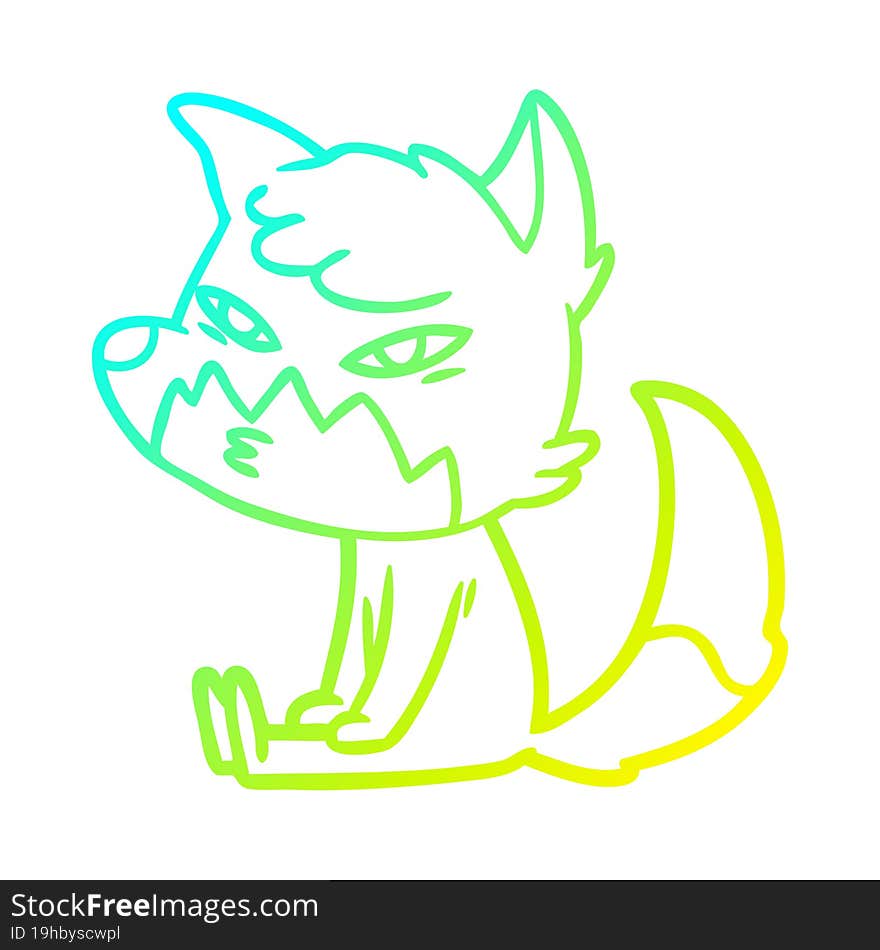 cold gradient line drawing clever cartoon fox