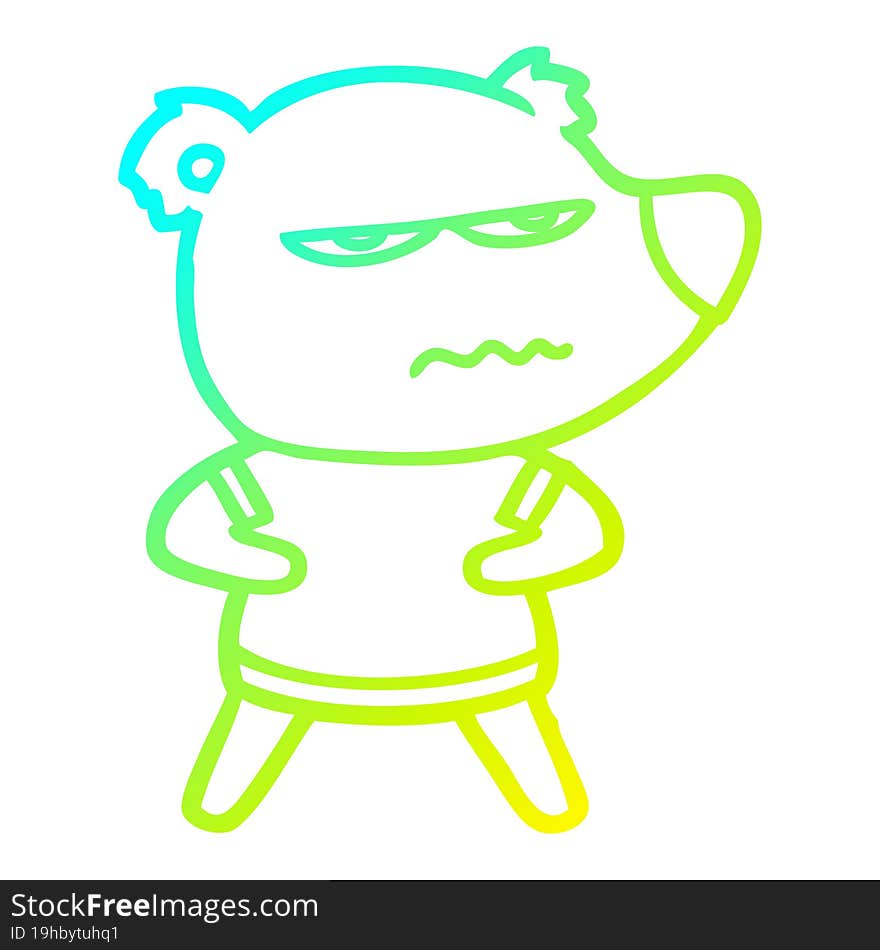 cold gradient line drawing annoyed bear cartoon