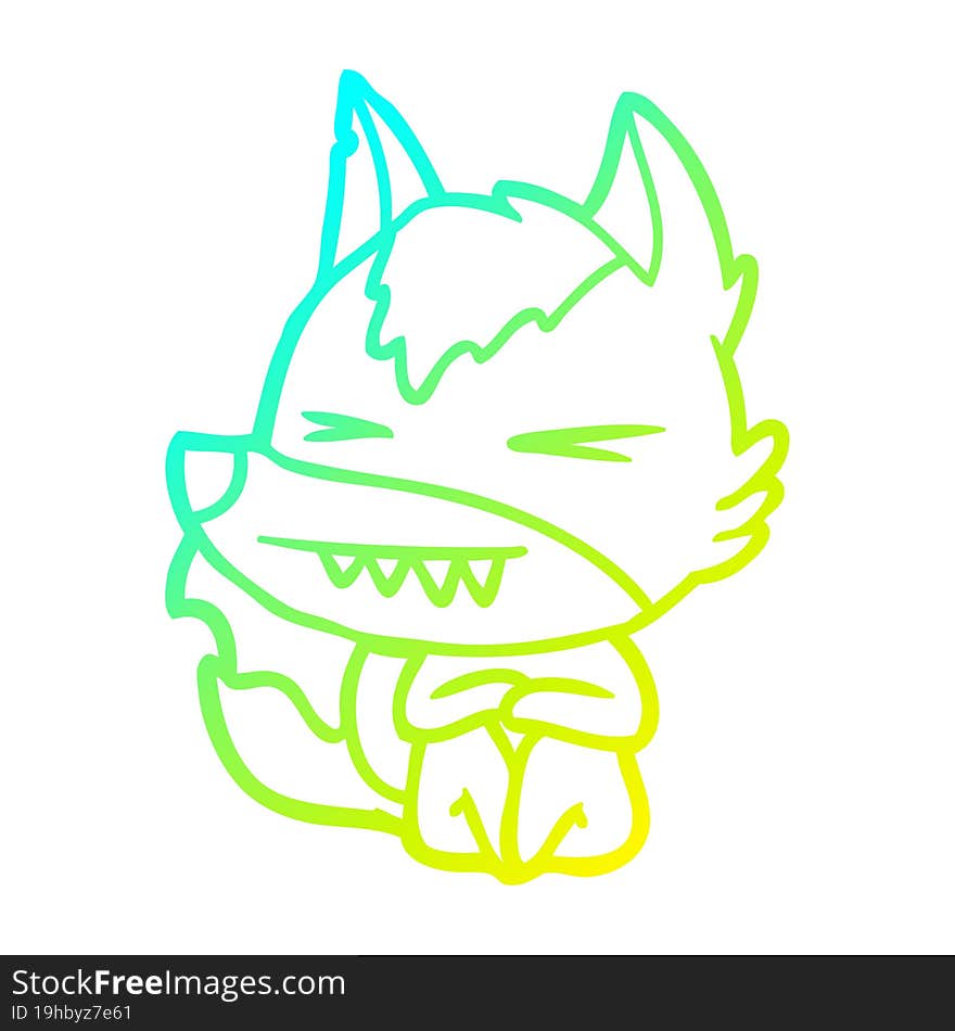 cold gradient line drawing angry wolf cartoon