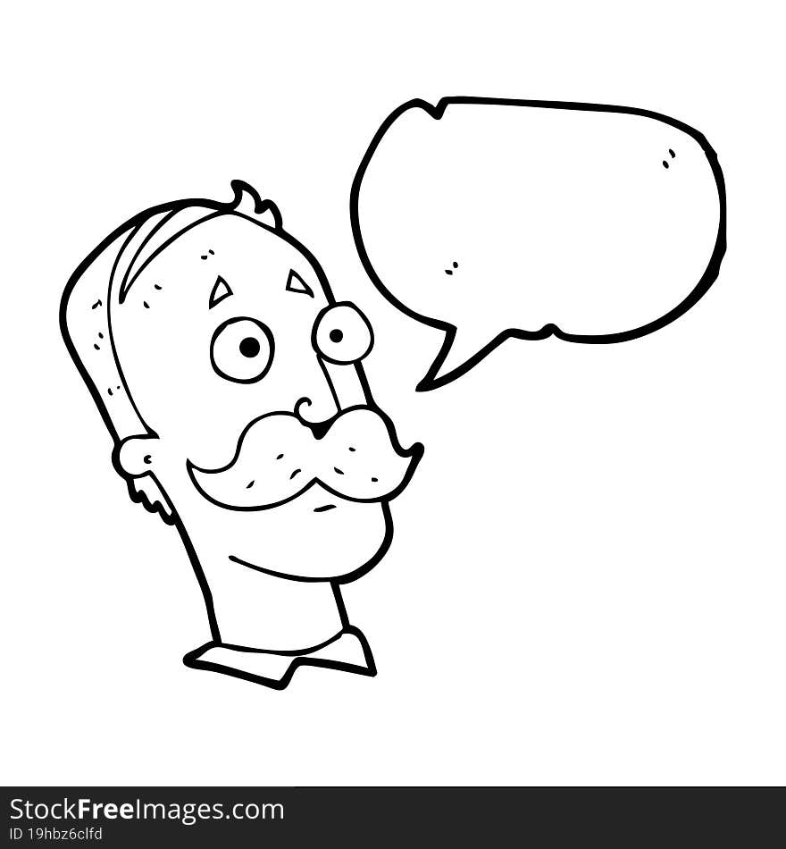 speech bubble cartoon man with mustache