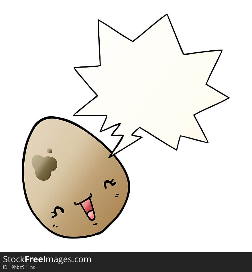 cartoon egg with speech bubble in smooth gradient style