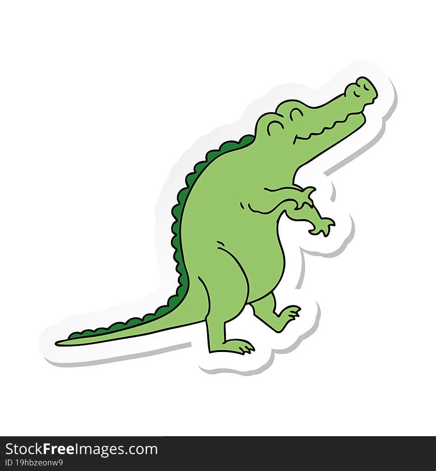 Sticker Of A Quirky Hand Drawn Cartoon Crocodile