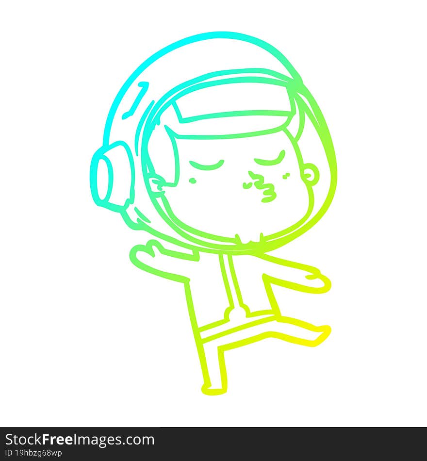 cold gradient line drawing cartoon confident astronaut