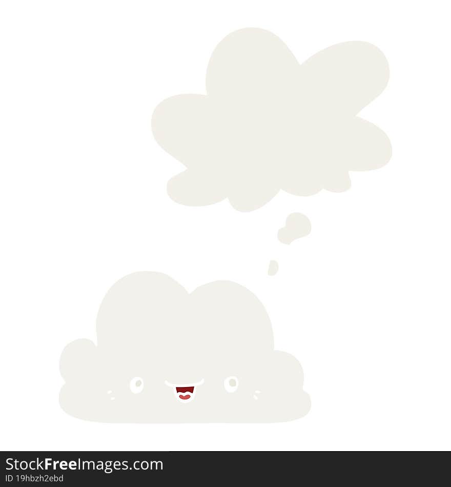 cute cartoon cloud and thought bubble in retro style